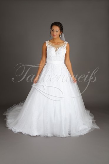 TW Dyani - Wedding dress tulle lace waist band deep neckline train