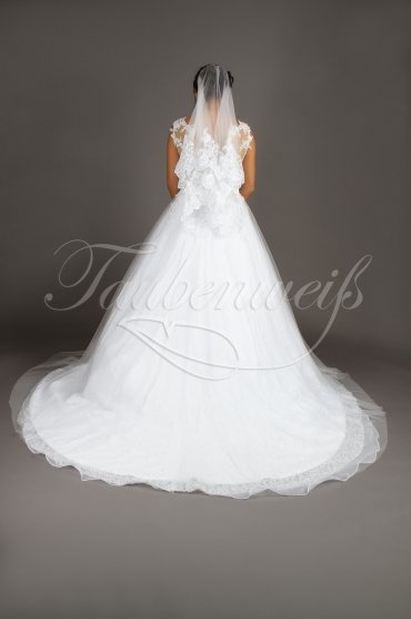 TW Dyani - Wedding dress tulle lace waist band deep neckline train 3