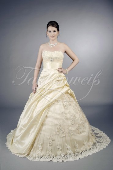 Wedding dress TW0085B - Wedding dress TW0085B taffeta lace appliques beadings classy strapless elegant train