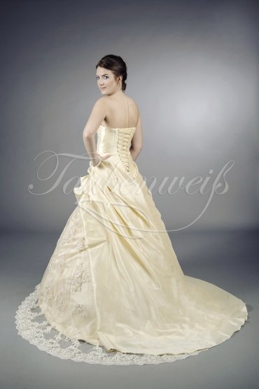 Wedding dress TW0085B - Wedding dress TW0085B taffeta lace appliques beadings classy strapless elegant train 3