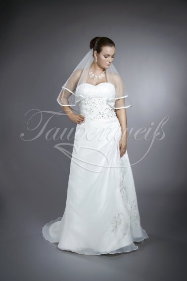 Wedding dress TW0086B - Wedding dress TW0086B modest embroidery silver beadings grey lace-up short train