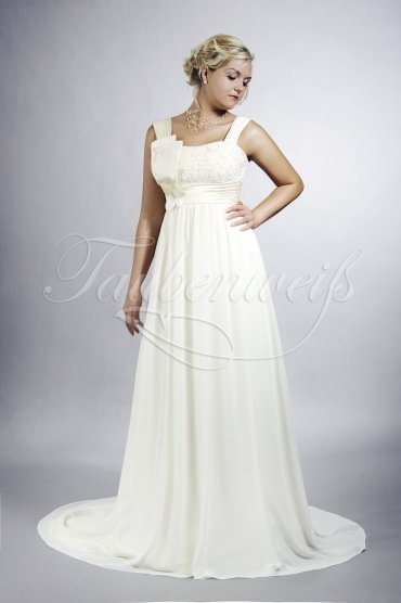 Wedding dress TW0093B - Wedding dress TW0093B chiffon Empire wide straps lace beadings pregnant train