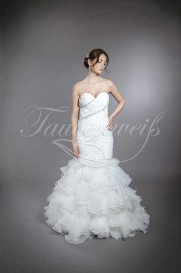 Wedding dress TW0094B - Wedding dress TW0094B mermaid organza tulle chrystals charming full train