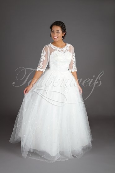 Wedding dress TW0097B - Wedding dress TW0097B princess 3/4-sleeves lace glitter tulle no train