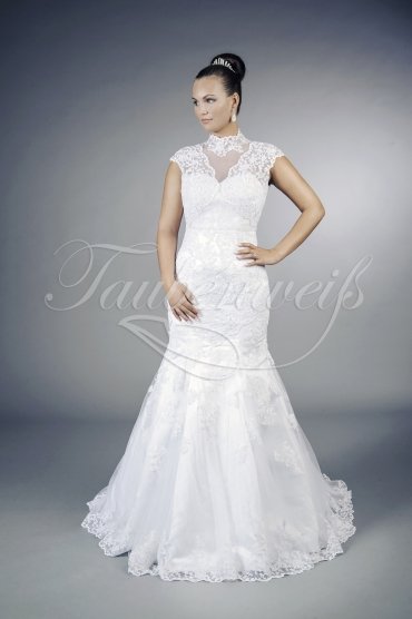 Wedding dress TW0107B - Wedding dress TW0107B mermaid lace tulle with bolero covered back cap sleeves train