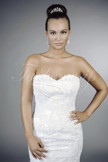 Wedding dress TW0107B - Wedding dress TW0107B mermaid lace tulle with bolero covered back cap sleeves train 2