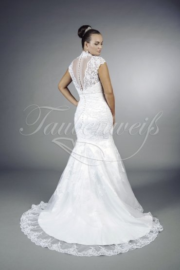Wedding dress TW0107B - Wedding dress TW0107B mermaid lace tulle with bolero covered back cap sleeves train 3