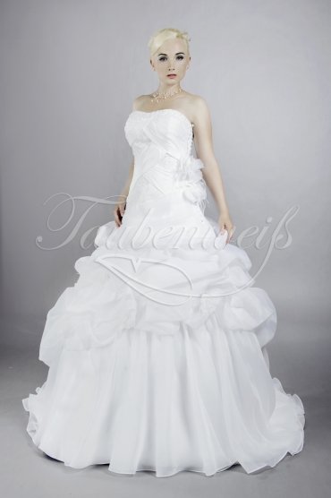 Wedding dress TW0111B - Wedding dress TW0111B A-line princess ruffles pleats lace organza train