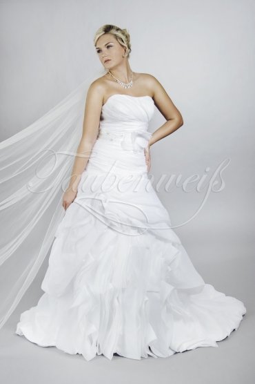 Wedding dress TW0119B - Wedding dress TW0119B fashionable A-line pleated skirt strapless buttons train