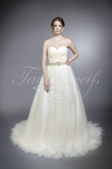 Wedding dress TW0120B - Wedding dress TW0120B tulle organza A-line blush glitter sparkling belt train buttons
