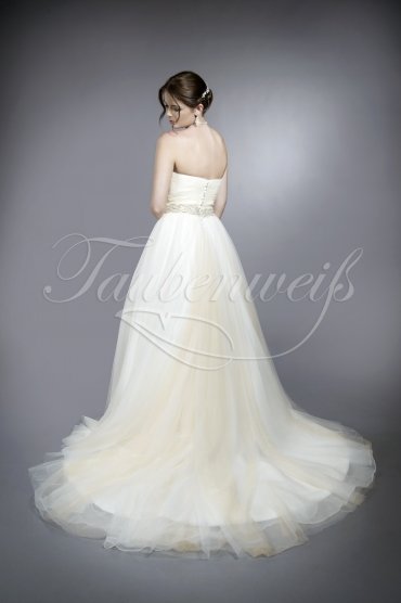 Wedding dress TW0120B - Wedding dress TW0120B tulle organza A-line blush glitter sparkling belt train buttons 3