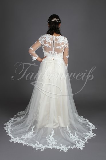 Wedding dress TW0122B - Wedding dress TW0122B charming vintage 3/4 sleeves lace tattoo back train 3