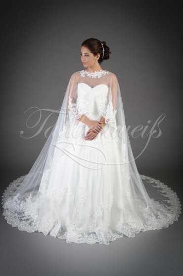 Wedding dress TW0131B - Wedding dress TW0131B A-line tulle lace beadings detachable cape train
