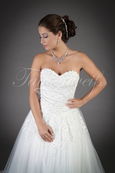 Wedding dress TW0132B - Wedding dress TW0132B A-line sweetheart tulle lace appliques beadings train 2
