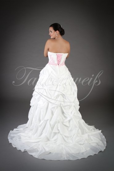 Wedding dress TW0137B - Wedding dress TW0137B taffeta tulle pink lace appliques flowers fairytale lace-up train 3