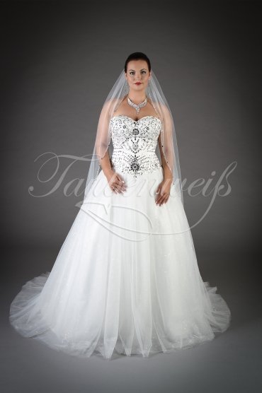 Wedding dress TW0145B - Wedding dress TW0145B tulle glittering sparkling Rhine stones fairytale train lace-up
