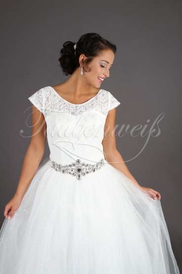 Wedding dress TW0151B - Wedding dress TW0151B princess lace cap sleeves glitter sequins no train 2