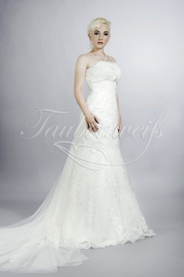 Wedding dress TW0152B - Wedding dress TW0152B trumpet style lace straight neckline detachable train