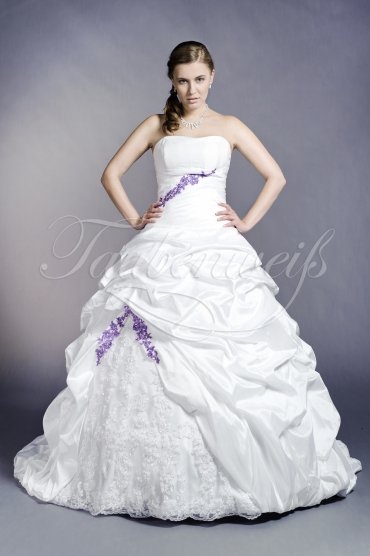Wedding dress TW0153B - Wedding dress TW0153B A-line taffeta purple lace beadings bicolor train 1