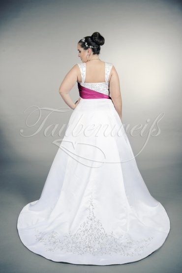 Wedding dress TW0156B - Wedding dress TW0156B satin A-line plus size pink embroidery wide straps train 3