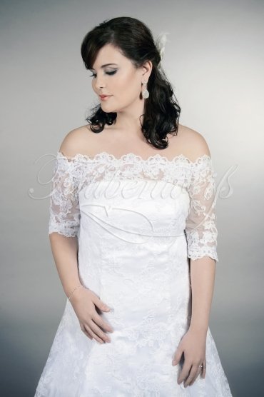 Wedding dress TW0160B - Wedding dress TW0160B A-line plus size XXL off-shoulder Carmen 3/4 sleeves train 2
