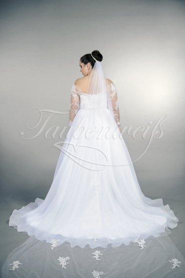 Wedding dress TW0162B - Wedding dress TW0162B A-line plus size XXL tattoo lace long sleeves tulle skirt train 3