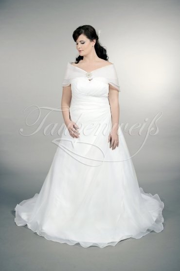 Wedding dress TW0164B - Wedding dress TW0164B A-line plus size XXL organza sweetheart cape train