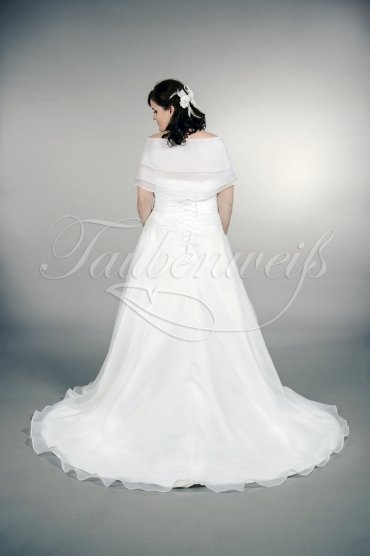 Wedding dress TW0164B - Wedding dress TW0164B A-line plus size XXL organza sweetheart cape train 3