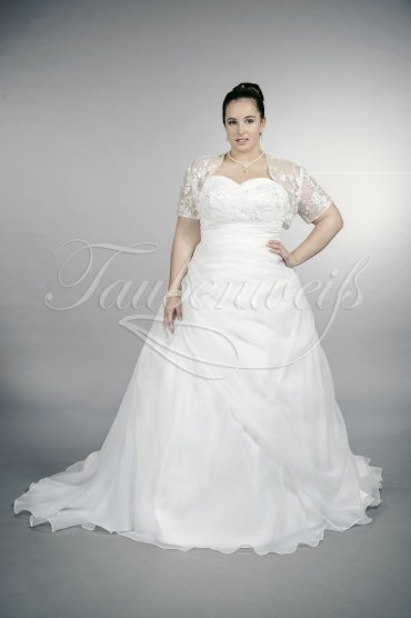 Wedding dress TW0167B - Wedding dress TW0167B A-line plus size XXL organza lace beadings sweetheart with bolero train