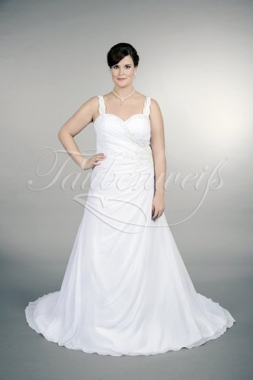 Wedding dress TW0170B - Wedding dress TW0170B A-line plus size XXL chiffon sweetheart beadings wide straps train