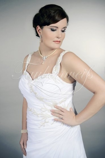 Wedding dress TW0170B - Wedding dress TW0170B A-line plus size XXL chiffon sweetheart beadings wide straps train 2