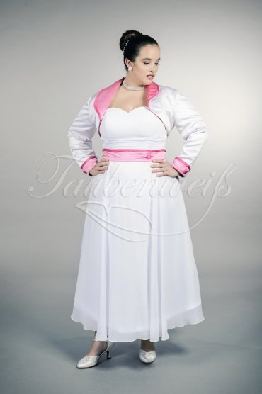 Wedding dress TW0173B - Wedding dress TW0173B plus size XXL tea-length chiffon with bolero pink