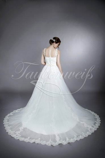 Wedding dress TW0176B - Wedding dress TW0176B two-in-one detachble skirt tulle tattoo lace champagne belt train 3