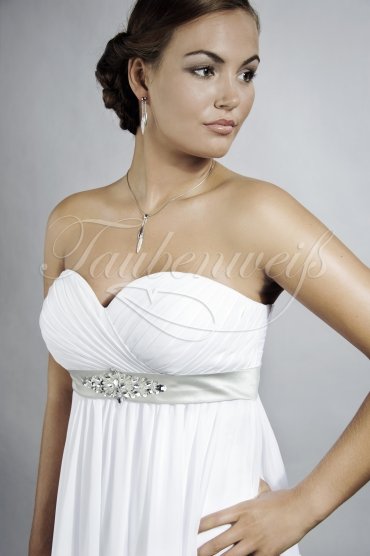 Wedding dress TW0192B - Wedding dress TW0192B Empire chiffon pregnancy sweetheart strapless grey band train 2