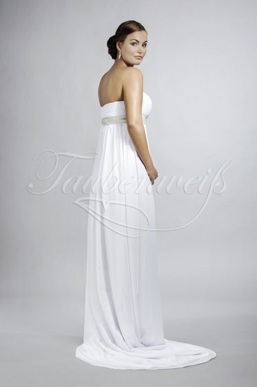 Wedding dress TW0192B - Wedding dress TW0192B Empire chiffon pregnancy sweetheart strapless grey band train 3