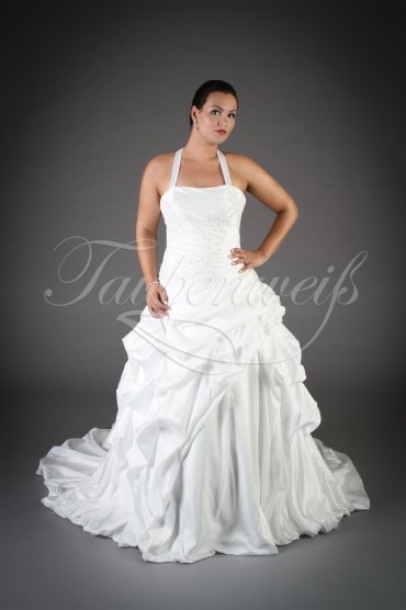 Wedding dress TW0197B - Wedding dress TW0197B A-Line taffeta ruffles pleats lace appliques neckholder train lace-up style Wedding dress TW0197B - Wedding dress TW0197B A-Line taffeta ruffles pleats lace appliques neckholder train lace-up style