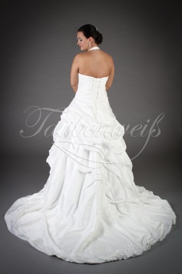 Wedding dress TW0197B - Wedding dress TW0197B A-Line taffeta ruffles pleats lace appliques neckholder train lace-up style 3