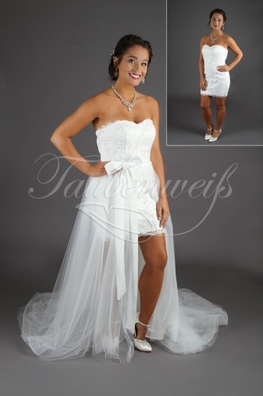 Wedding dress TW0204B - Wedding dress TW0204B front short back long tulle lace civil wedding detachable skirt