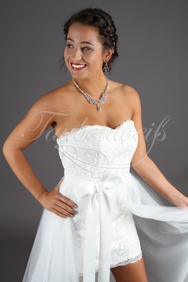 Wedding dress TW0204B - Wedding dress TW0204B front short back long tulle lace civil wedding detachable skirt 3