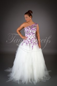 Wedding dress TW0044B - Wedding dress TW0044B purple lace flowers tulle skirt trashy fringe style