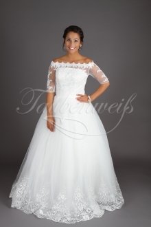 Wedding dress TW0188B - Wedding dress TW0188B tulle lace bateau neck 3/4 sleeves no train
