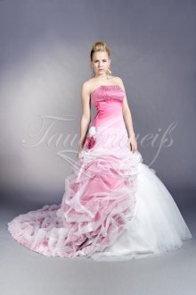 Wedding dress TW0205B - Wedding dress TW0205B pink and white extravagant strapless long train